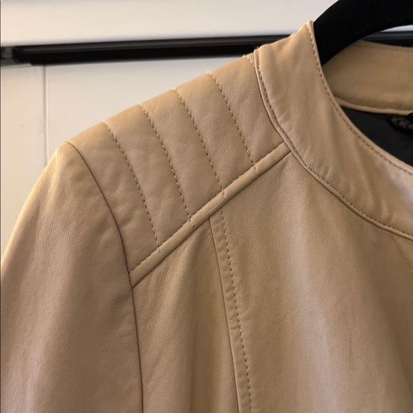 Mackage Tan Lambskin Leather Moto Jacket - Picture 13 of 16